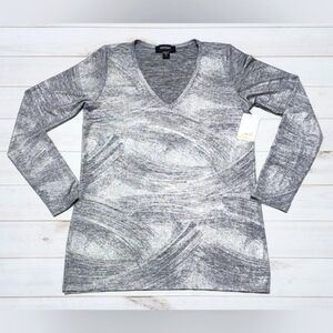 Karen Kane Silver Metallic-Knit Brush Stroke Small - New With Tags